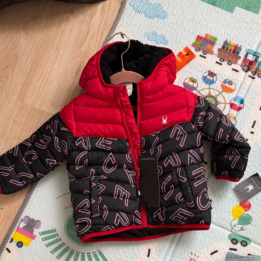 Spyder Kids Red and Black Puffer Jacket